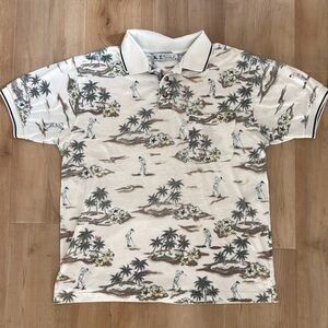 Men's vintage Tropical Golf Print Polo Shirt